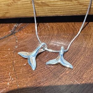 Double Whale Tail Pendant NEW Adjustable Chain Cape Cod Ocean Love